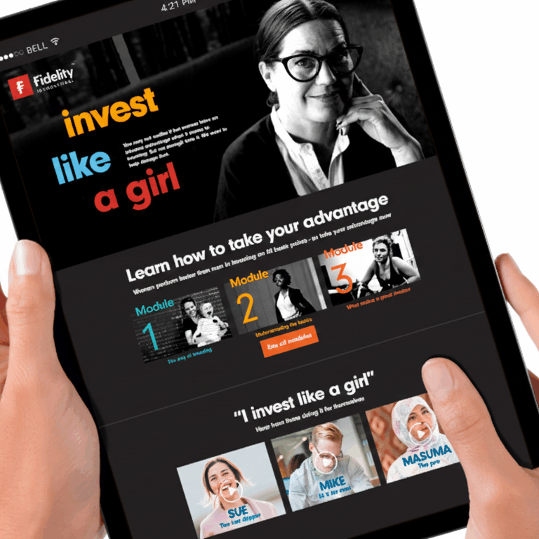 Fidelity advert on a tablet