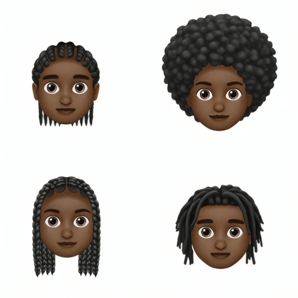 Hairmojis for braids, afro and locs hair types