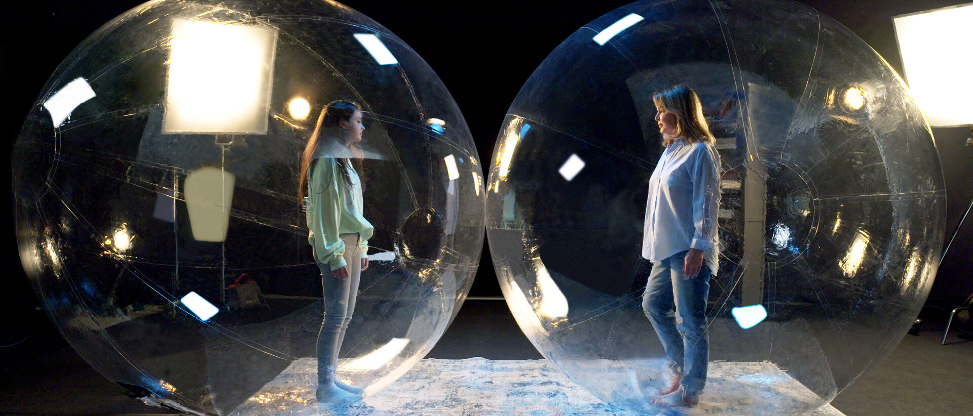 Two women in bubbles